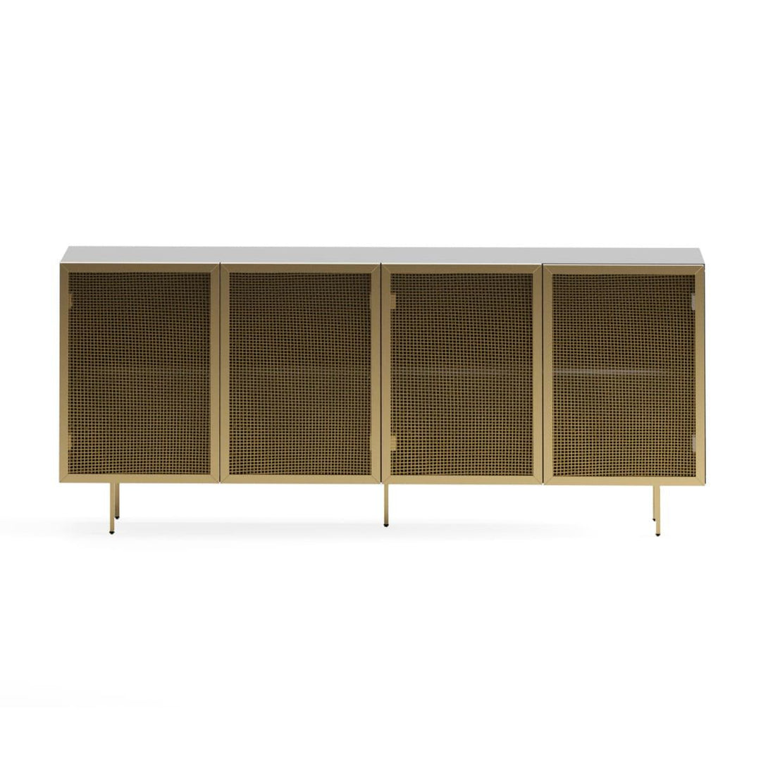 Trace brass wire mesh cabinet credenza discount