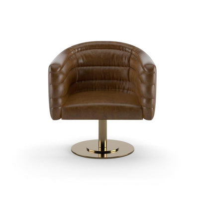 Aparejo Leather Swivel Base Chair-Chair-Dekorate Store