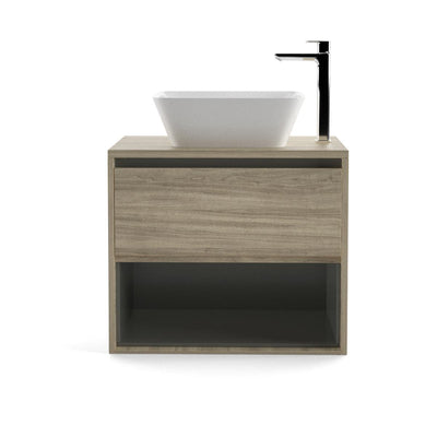 Light Brown Oak Timber Vanity-Cabinet-Dekorate Store