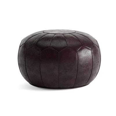 Round Leather Pouffe-Ottoman-Dekorate Store