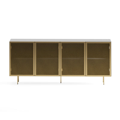 Brass Wire Mesh Cabinet Credenza-Cabinet-Dekorate Store